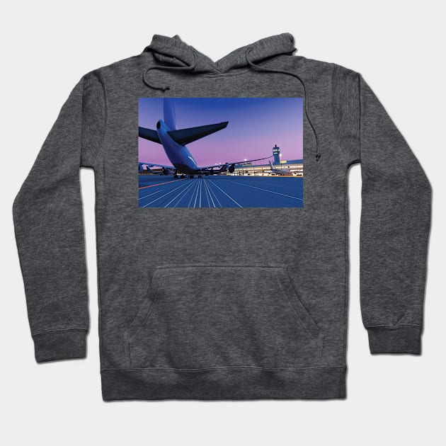 Hiroshi Nagai Airport - Plane Runway Hoodie by QualityArtFirst